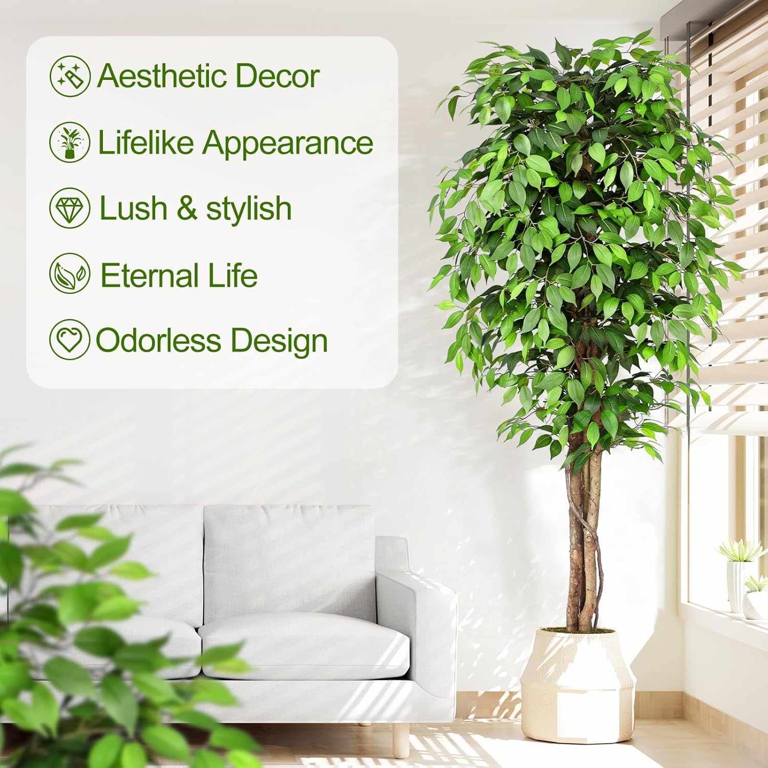 Lifelike Artificial Ficus Tree - Monstera Adansonii 评论和价格